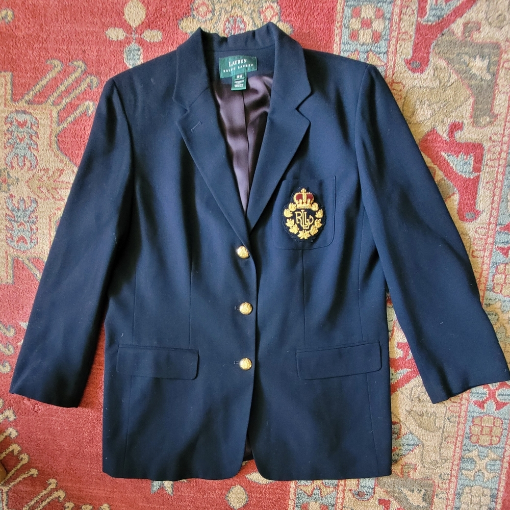 VINTAGE RALPH LAUREN 100% WOOL BLAZER WITH CREST